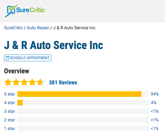 Review Overview of J&R Auto Service on SureCritic
